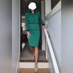 St. John for Neiman Marcus vintage green sweater dress, size 8/medium